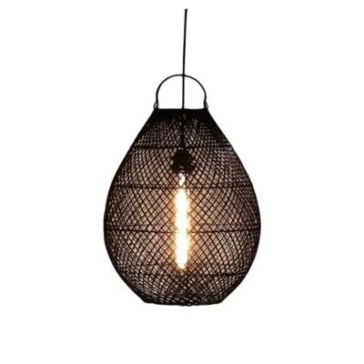 Foto van Hanglamp Druppel riet zwart 33cm 511121