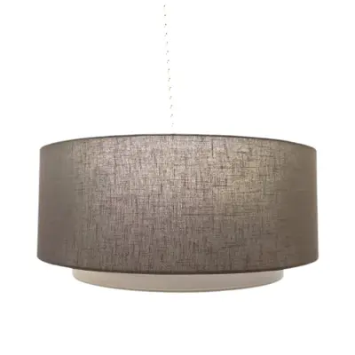 Foto van ronde kap hanglamp zilver transparant met witte binnenkap 61cm stof antraciet