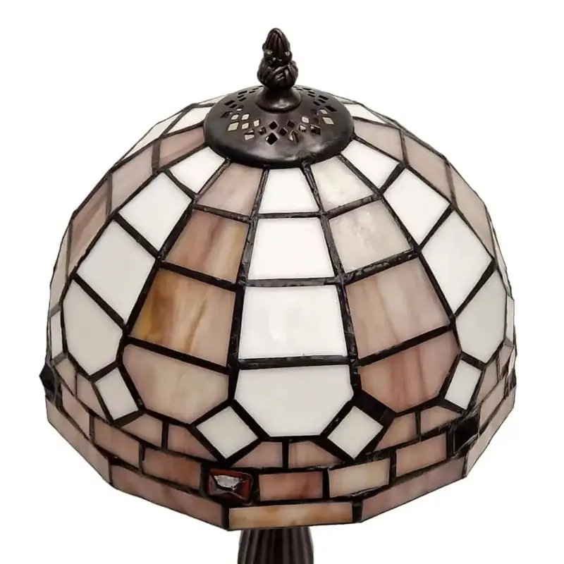 Foto 5 Tiffany tafellamp Creme bruin 33cm hoog