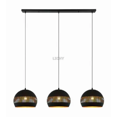 Foto van Hanglamp Globo zwart goud 3 lichts H 2503 Z