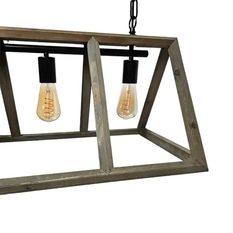 Foto 4 Hanglamp Farm hout 4 lichts h 5192 4l Zwart