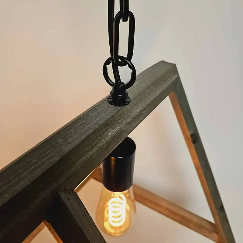 Foto 6 Hanglamp Farm hout 4 lichts h 5192 4l Zwart