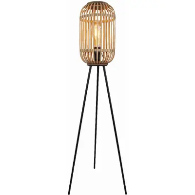 Foto van Vloerlamp Bamboe hout Malacca tripod S 5293 Z