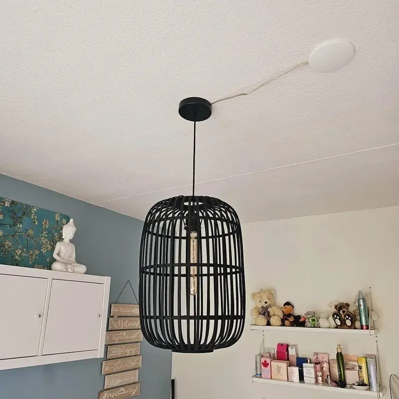 Foto 6 Hanglamp Treccia bamboe 46cm zwart H 5401 Z
