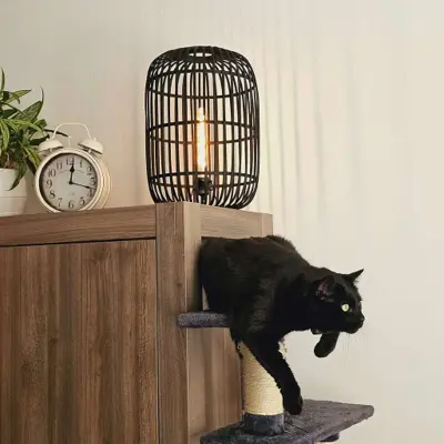 Foto van Tafellamp bamboe Treccia zwart T5401Z