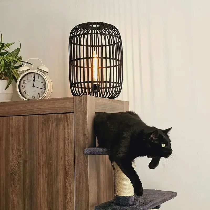 Foto 1 Tafellamp bamboe Treccia zwart T5401Z