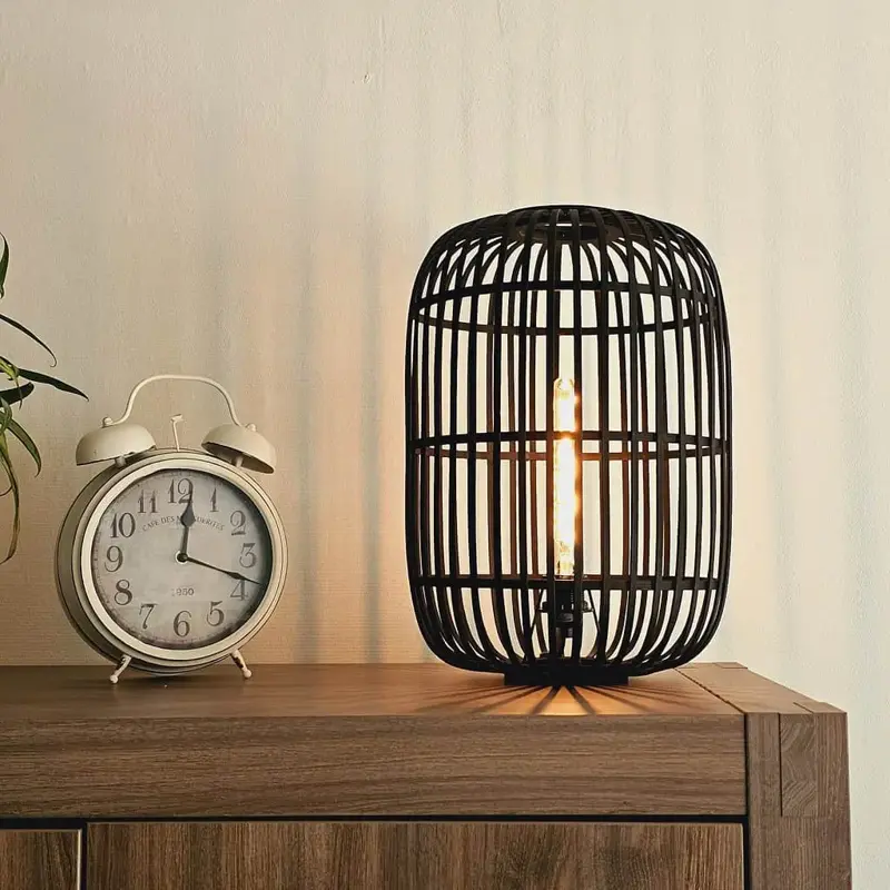 Foto 4 Tafellamp bamboe Treccia zwart T5401Z
