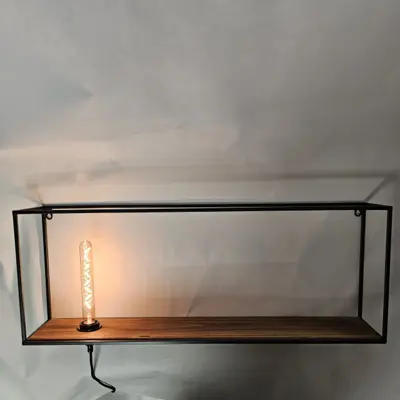 Foto van Wandlamp Block Ibiza hout staal 30 x 80 Links