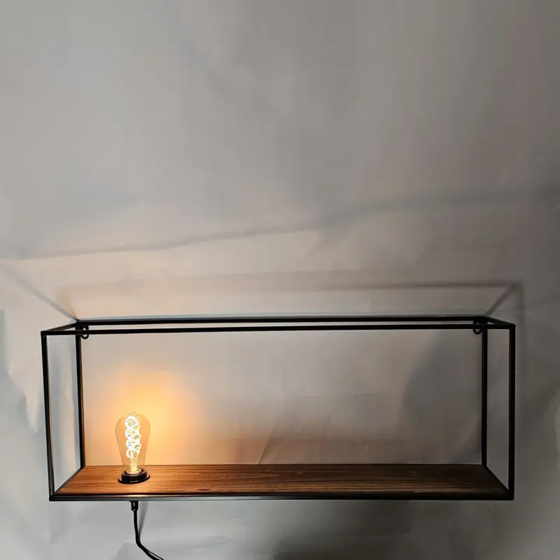 Foto 2 Wandlamp Block Ibiza hout staal 30 x 80 Links
