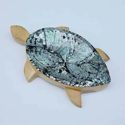Foto van Houten bakje schilpad met schelp