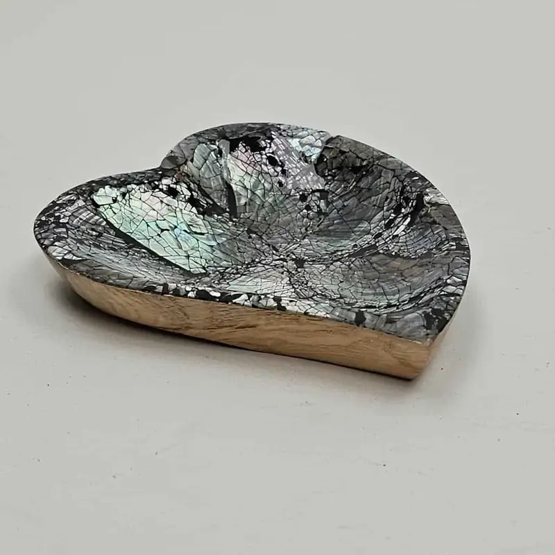 Foto 3 Houten bakje hart met schelp