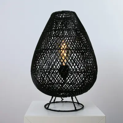 Foto van Tafellamp Druppel riet zwart 35cm 511126