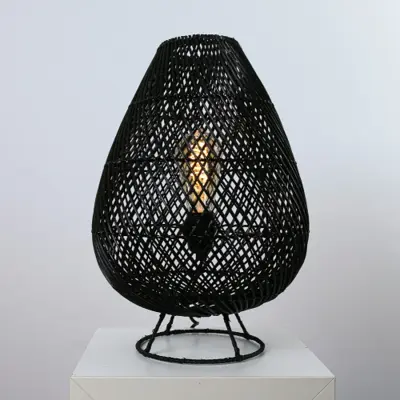 Foto van Tafellamp Druppel riet zwart 43cm 511124