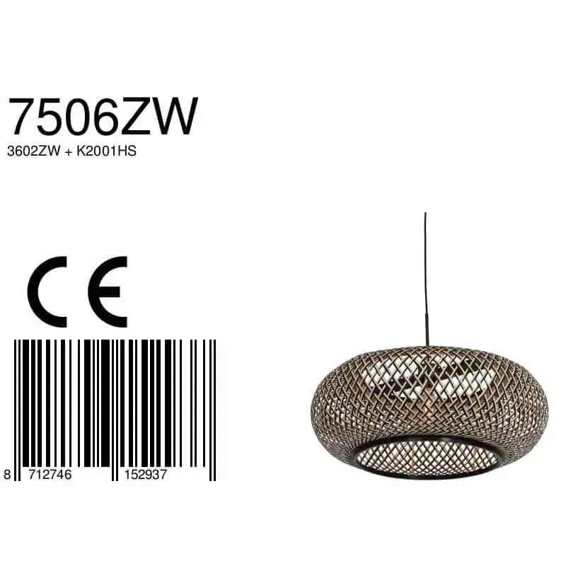 Foto 7 Hanglamp Maze 3602ZW+K2001HS Zwart-(Zwart-Bruin) Maze 7506ZW