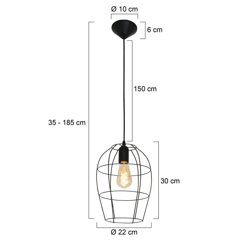Foto 6 Hanglamp Mexlite Minimalics 2705ZW Zwart Minimalics 2705ZW