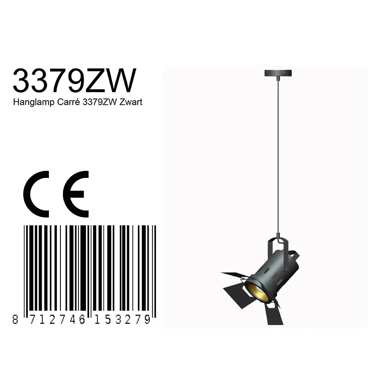 Foto 6 Hanglamp Carré 3379ZW Zwart Carree 3379ZW