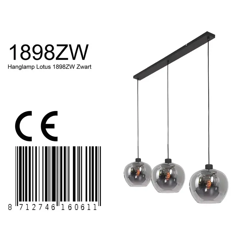 Foto 6 Hanglamp Lotus 1898ZW Zwart Lotus 1898ZW