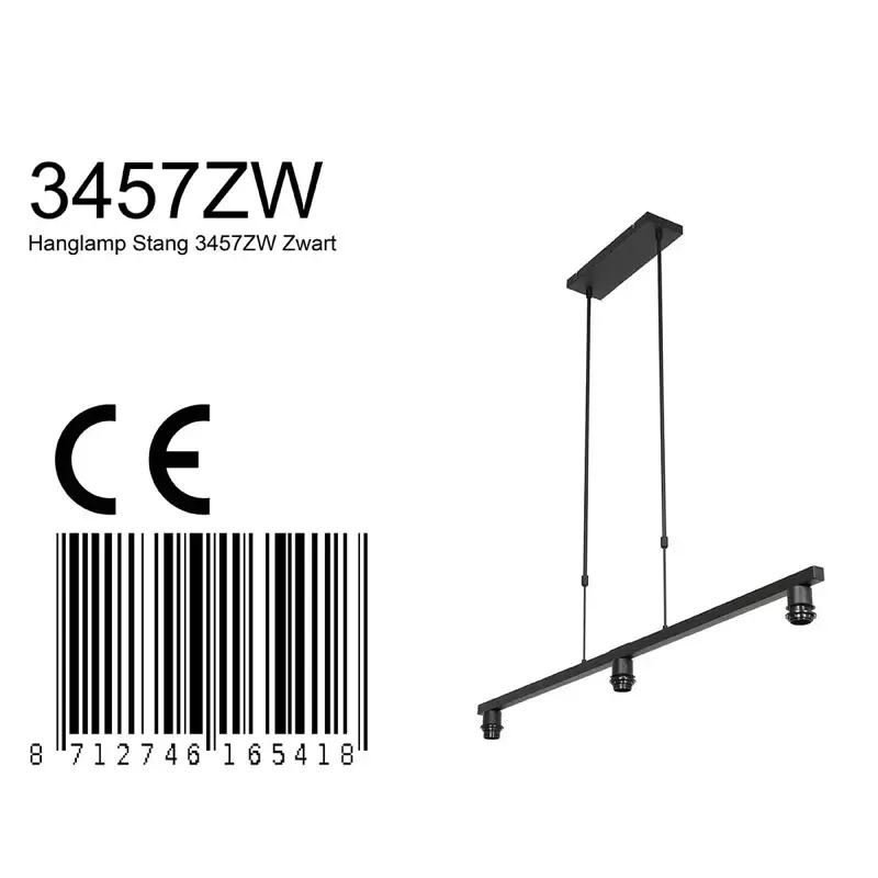 Foto 6 Hanglamp Stang 3457ZW Zwart Stang 3457ZW