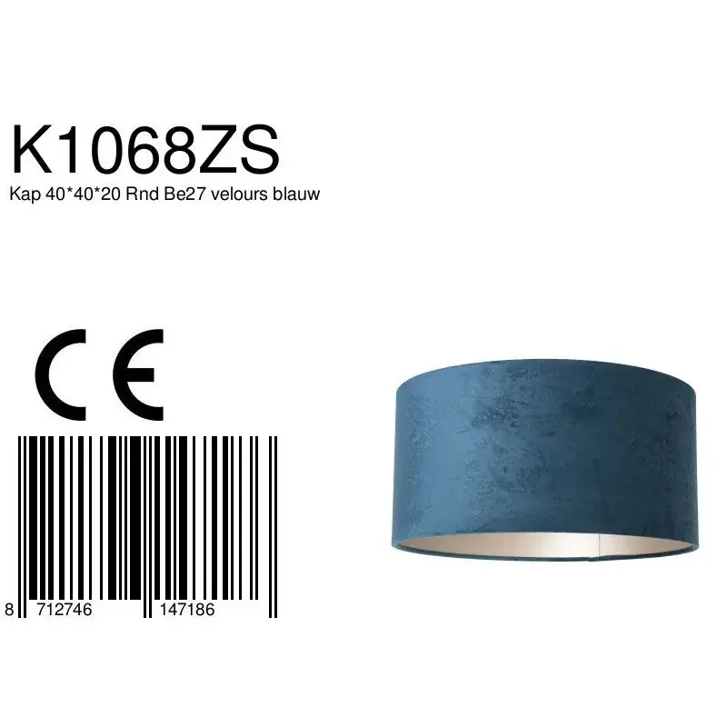 Foto 6 Lampenkap K1068ZS Velours Blauw Lampenkappen K1068ZS