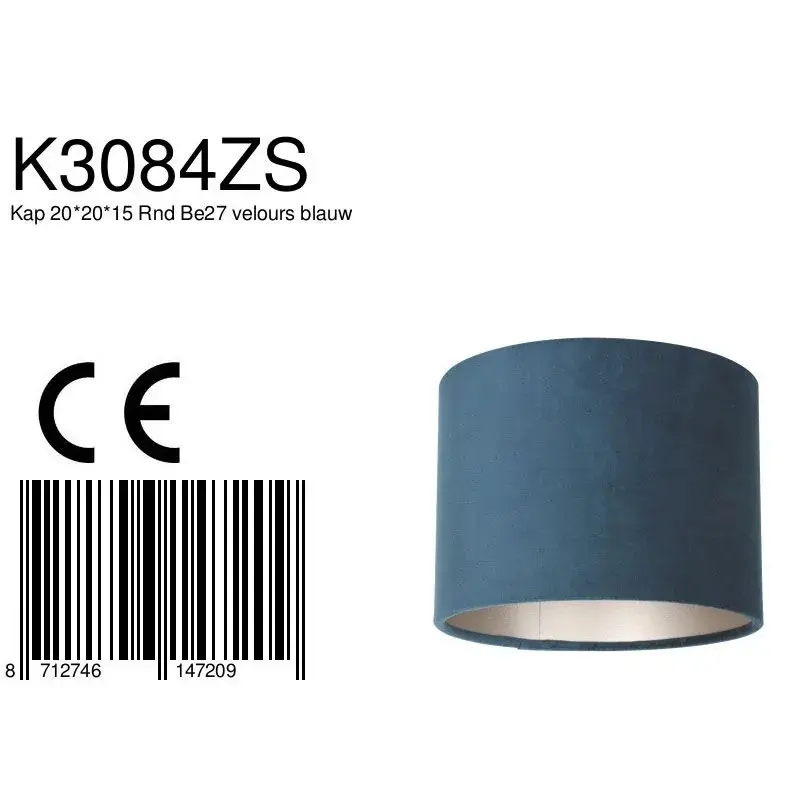 Foto 6 Lampenkap K3084ZS Fluweel Blauw Lampenkappen K3084ZS
