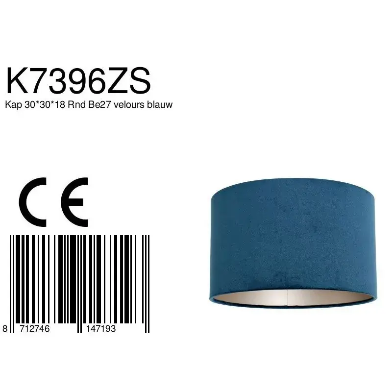 Foto 6 Lampenkap K7396ZS Fluweel Blauw Lampenkappen K7396ZS
