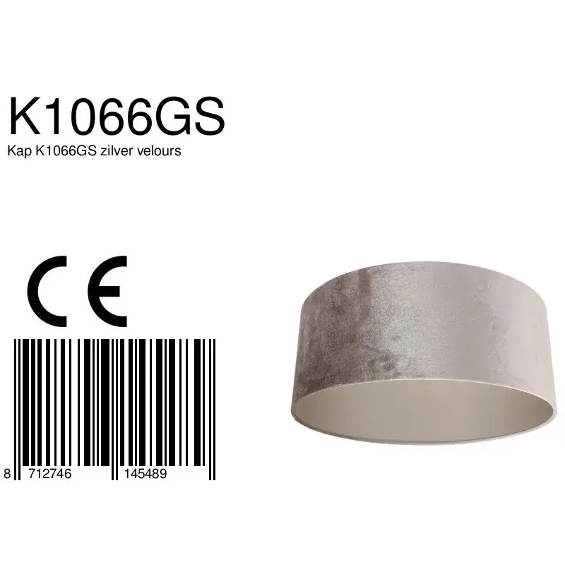 Foto 6 Lampenkap K1066GS Fluweel Zilver Lampenkappen K1066GS