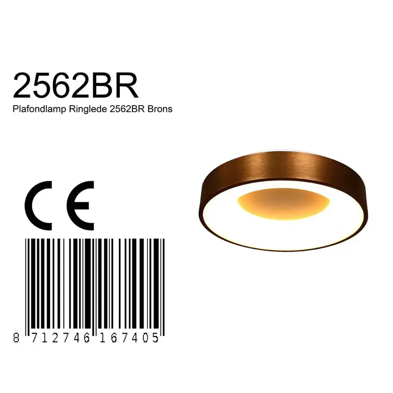 Foto 6 Plafondlamp Ringlede 2562BR Brons Ø38cm Ringlede 2562BR