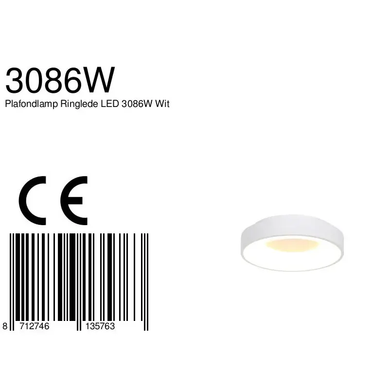 Foto 7 Plafondlamp Ringlede 3086W Wit Ø30cm Ringlede 3086W