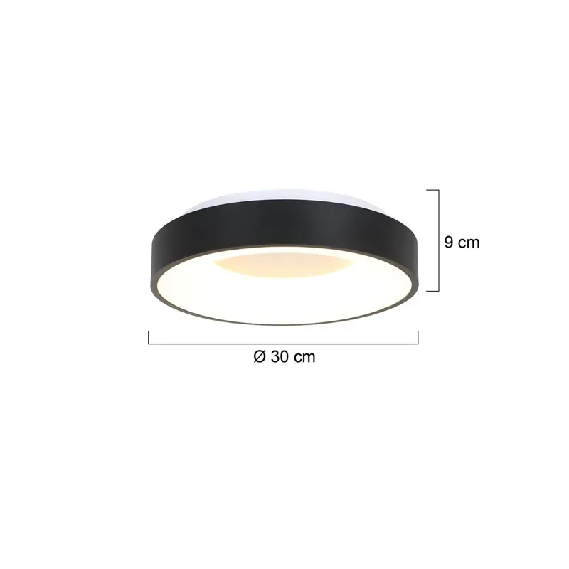 Foto 6 Plafondlamp Ringlede 3086ZW Zwart Ø30cm Ringlede 3086ZW
