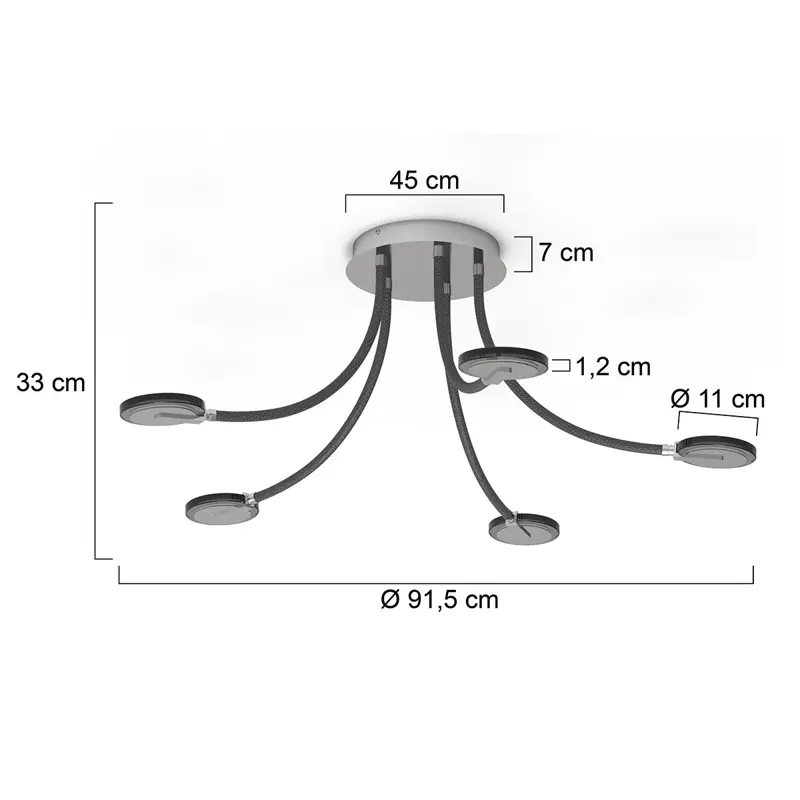Foto 5 Plafondlamp Turound 3376ST Staal Turound 3376ST
