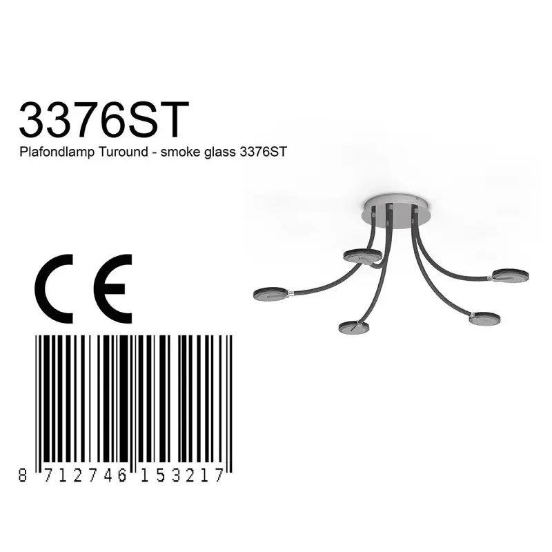 Foto 6 Plafondlamp Turound 3376ST Staal Turound 3376ST