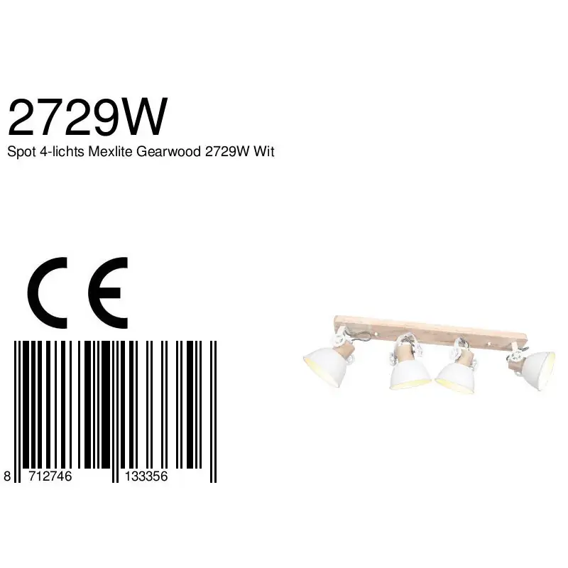 Foto 6 Plafondlamp Gearwood 2729W Wit Gearwood 2729W