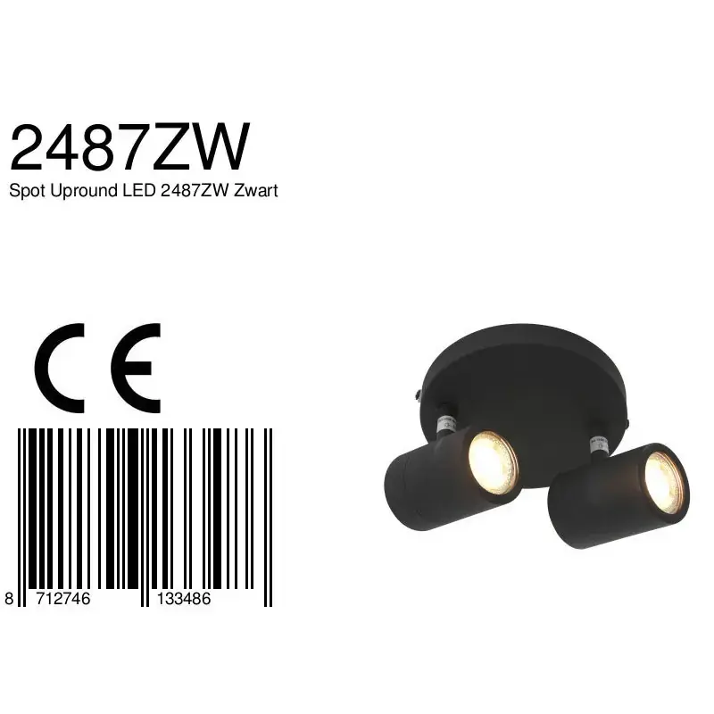 Foto 6 Spot Upround 2487ZW Zwart Upround LED 2487ZW