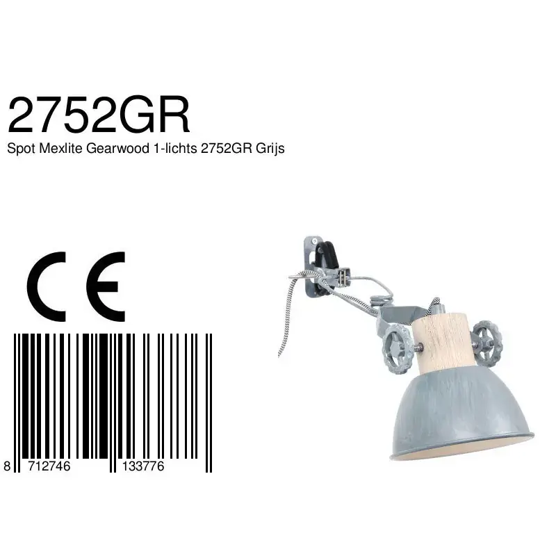 Foto 6 Wandlamp Gearwood 2752GR Grijs Gearwood 2752GR