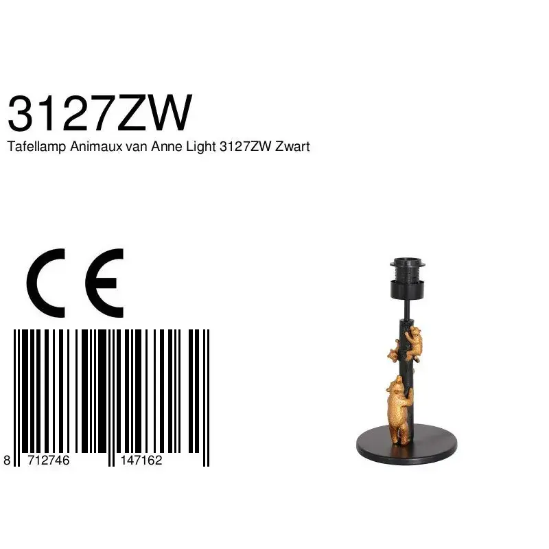 Foto 6 Tafellamp Animaux 3127ZW Zwart Animaux 3127ZW