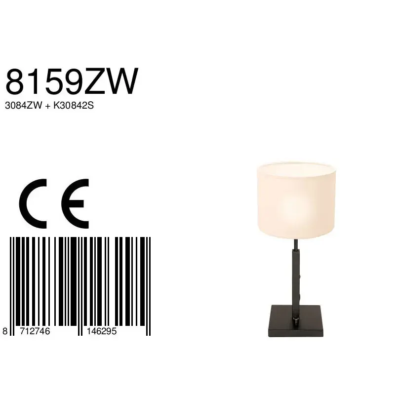 Foto 6 Tafellamp Stang 8159ZW Zwart + Wit Chintz kap Stang 8159ZW