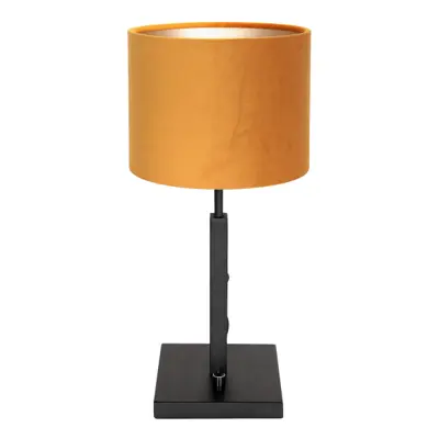 Foto van Tafellamp Stang 8164ZW Zwart + Velours Gouden kap Stang 8164ZW