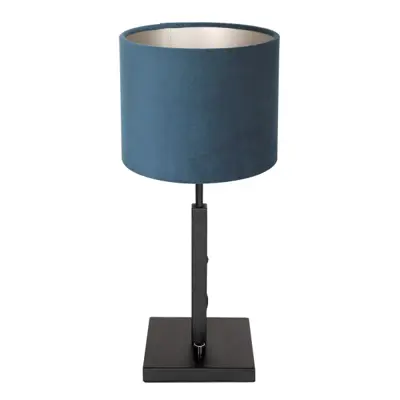 Foto van Tafellamp Stang 8249ZW Zwart + Kap Velours Blauw Stang 8249ZW