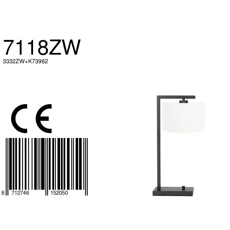 Foto 6 Tafellamp Stang 7118ZW Zwart + Kap Wit Chintz Stang 7118ZW