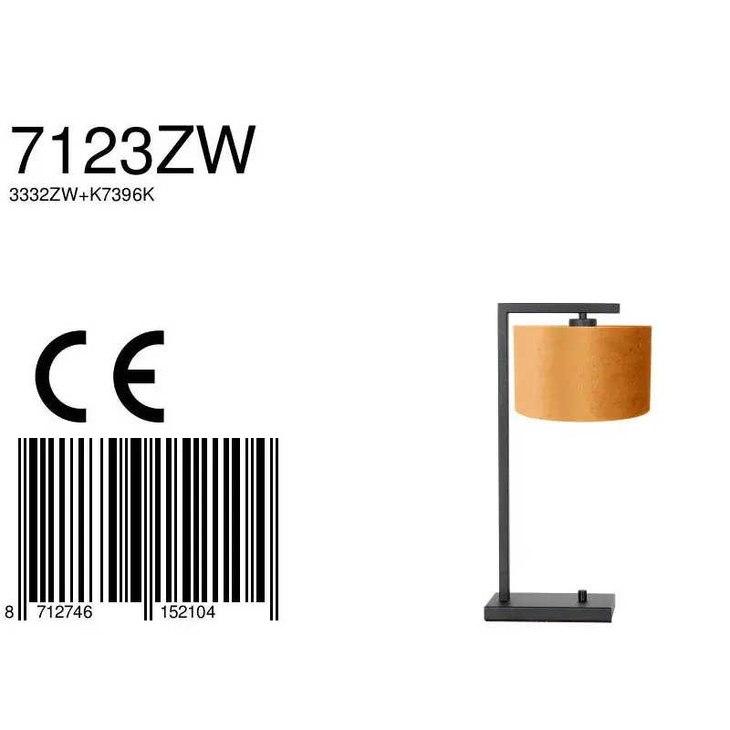 Foto 6 Tafellamp Stang 7123ZW Zwart + Kap Velours Goud Stang 7123ZW