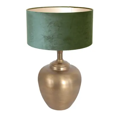 Foto van Tafellamp Brass 3307BR+K1068VS Brons-Fluweel Groen Brass 7205BR