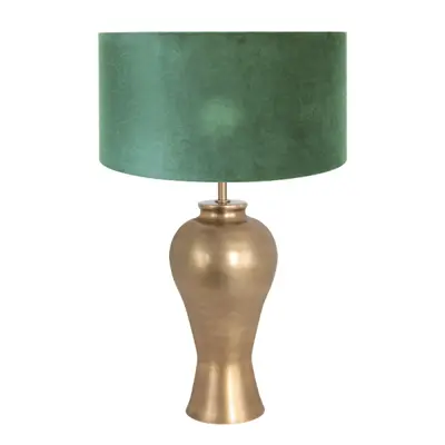 Foto van Tafellamp Brass 3308BR+K1068VS Brons-Fluweel Groen Brass 7307BR