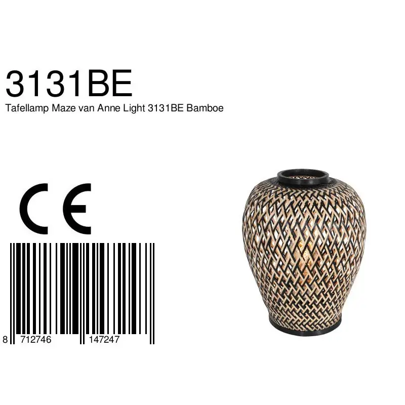 Foto 6 Tafellamp Maze 3131BE Zwart-Bruin Maze 3131BE