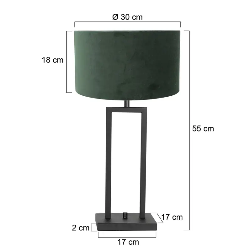 Foto 5 Tafellamp Stang 8212ZW Zwart + Kap Velours Groen Stang 8212ZW
