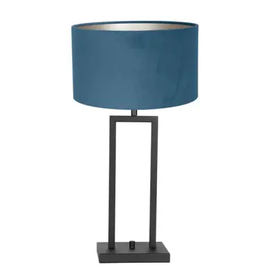 Foto van Tafellamp Stang 8215ZW Zwart + Kap Velours Blauw Stang 8215ZW