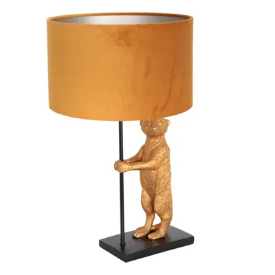 Foto van Tafellamp Animaux 3126ZW+K7396KS Zwart-Fluweel Goud Animaux 8228ZW