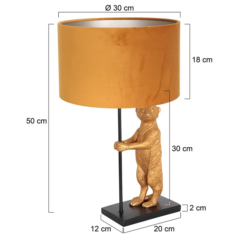 Foto 5 Tafellamp Animaux 3126ZW+K7396KS Zwart-Fluweel Goud Animaux 8228ZW