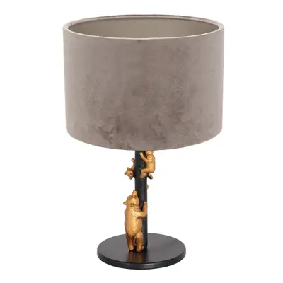 Foto van Tafellamp Animaux 3127ZW+K3084GS Zwart-Fluweel Zilver Animaux 8234ZW