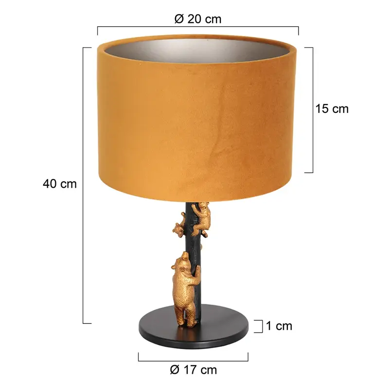 Foto 5 Tafellamp Animaux 3127ZW+K3084KS Zwart-Fluweel Goud Animaux 8235ZW