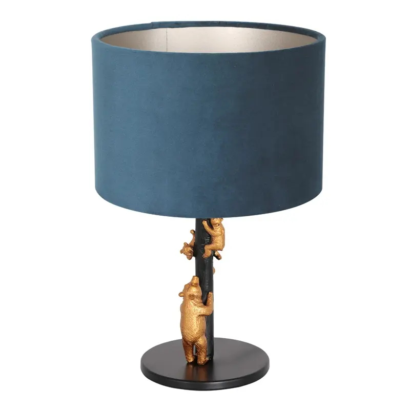 Foto 1 Tafellamp Animaux 3127ZW+K3084Z Zwart-Fluweel Blauw Animaux 8236ZW